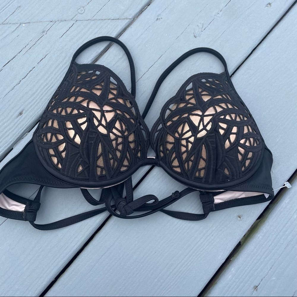 Shade & Shore gold and black padded bikini top